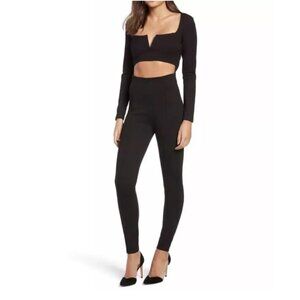 Tiger Mist Womens Black Cutout Jumpsuit Size Medium